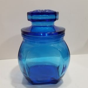 Anchor Hocking blue glass canister